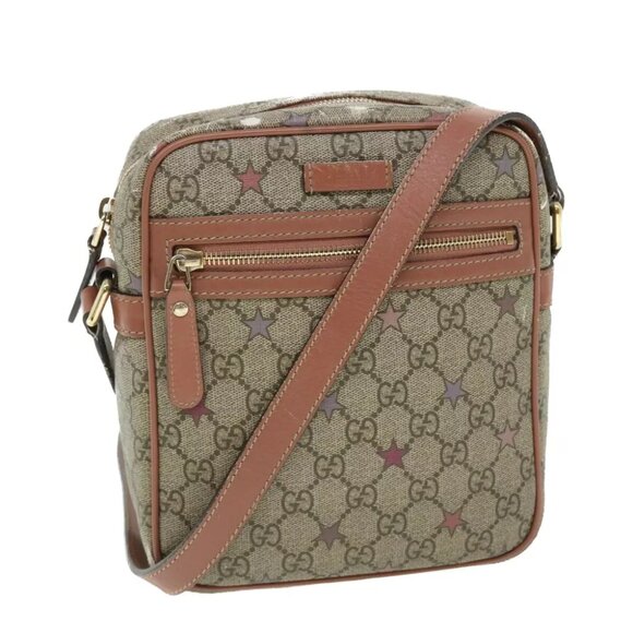 GUCCI GG Canvas Shoulder Bag PVC Leather Beige 233268 Auth bs7541 - Picture 1 of 10